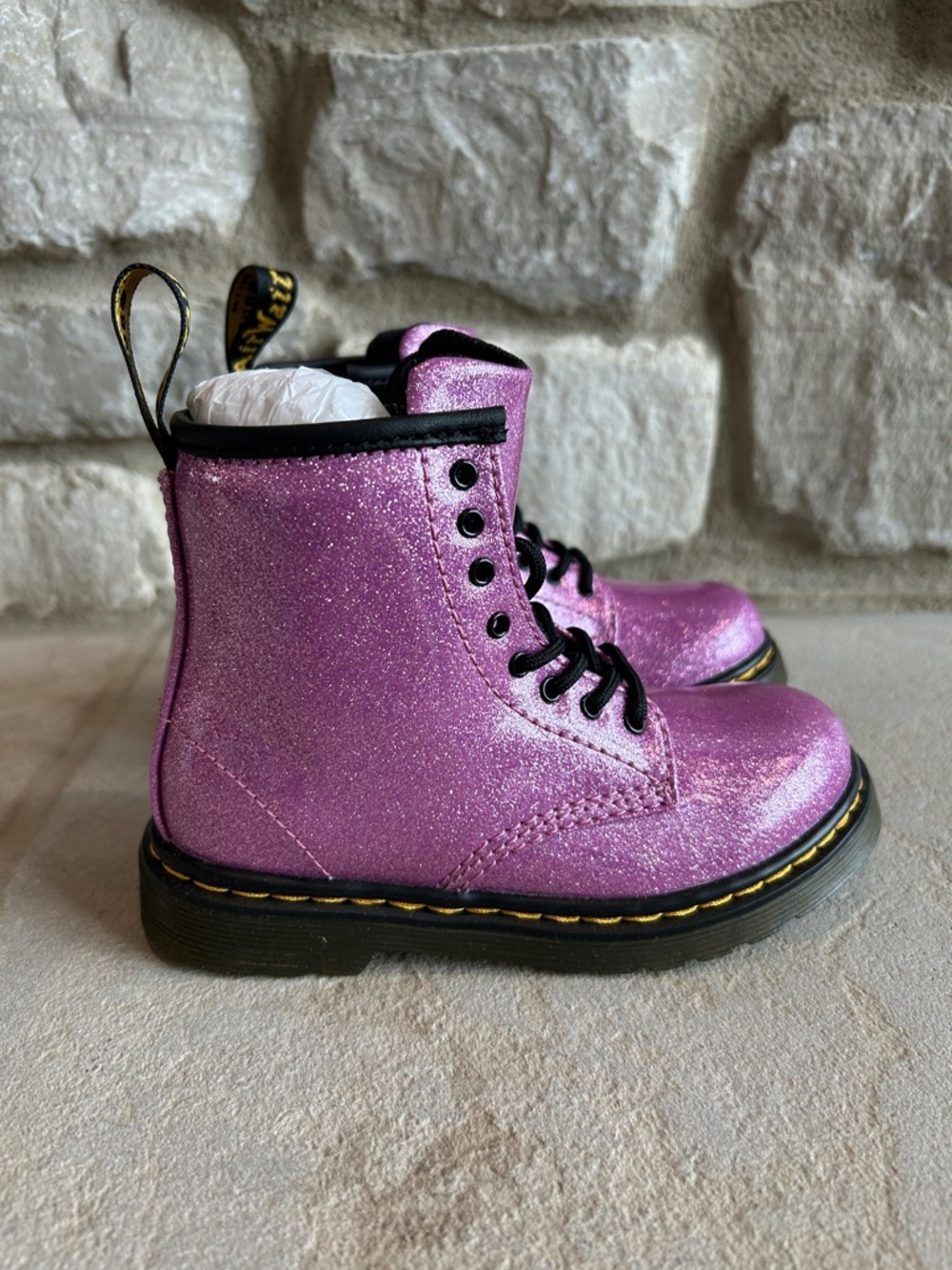 Dr. Martens 1460 Glitter Sparkle Dark Pink Combat Boots NEW